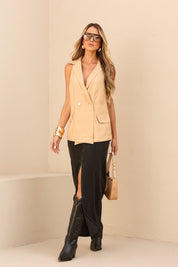 Blusa Alongada De Alfaiataria Desertico Frysaide
