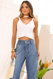 Blusa Branca Alças Elástico Frysaide