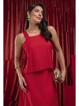 Blusa De Linho Frysaide Abotoamento Lateral Vermelha