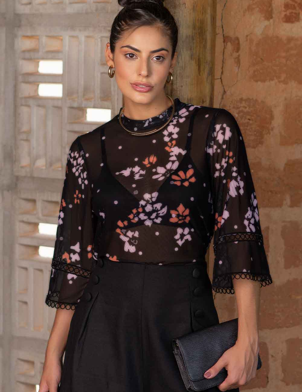 Blusa Estampada Tule Frysaide