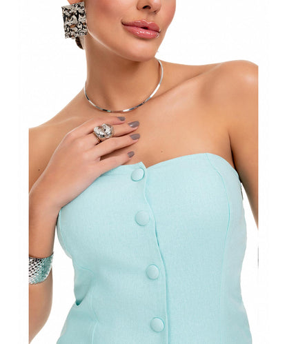 Blusa Frysaide Azul Linho Botões