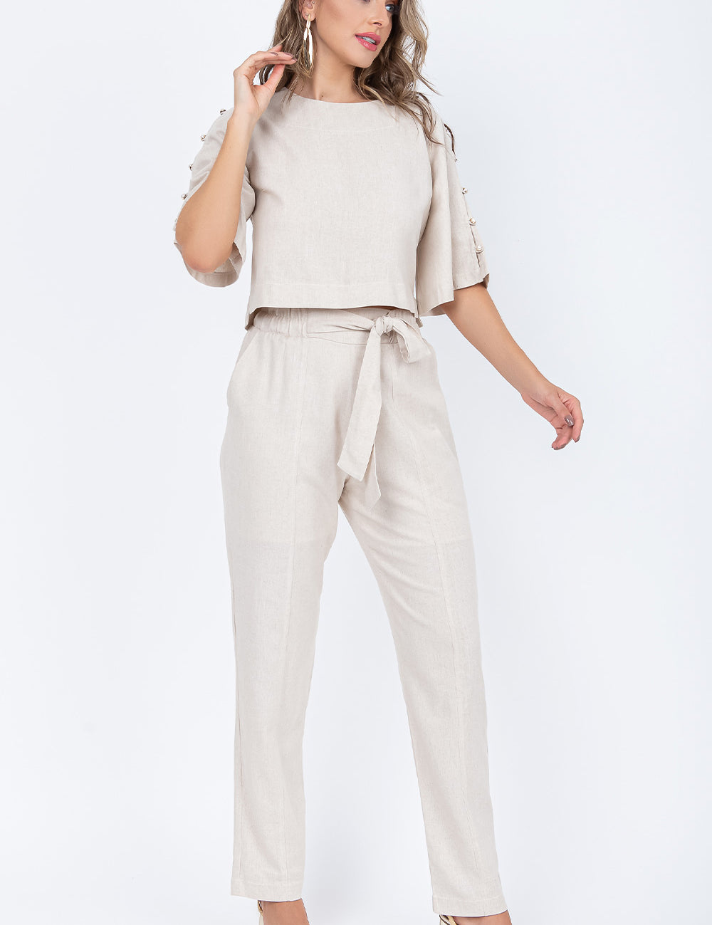 Blusa Frysaide Linho Botões Forrados