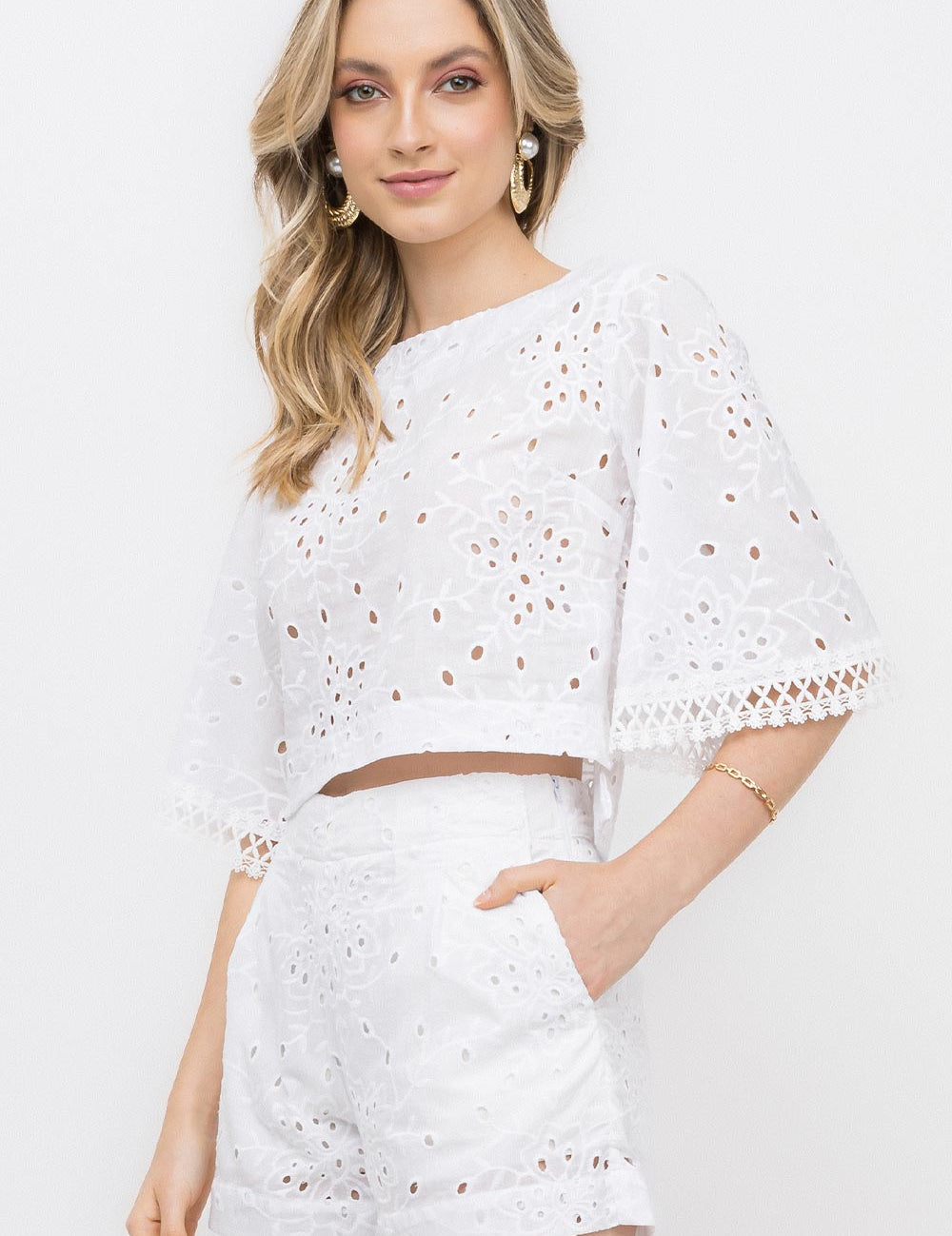 Blusa Laise Guipir Branco Frysaide
