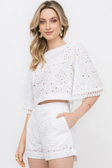 Blusa Laise Guipir Branco Frysaide