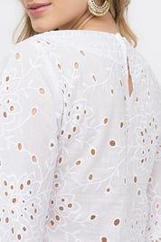 Blusa Laise Guipir Branco Frysaide