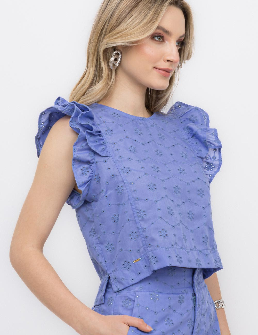 Blusa Laisie Babado Azul Frysaide