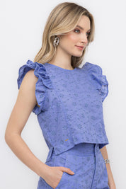 Blusa Laisie Babado Azul Frysaide