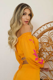Blusa Laranja Ombro A Ombro Patch Frysaide