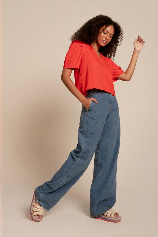 Blusa Linho Vermelho Flô Maria