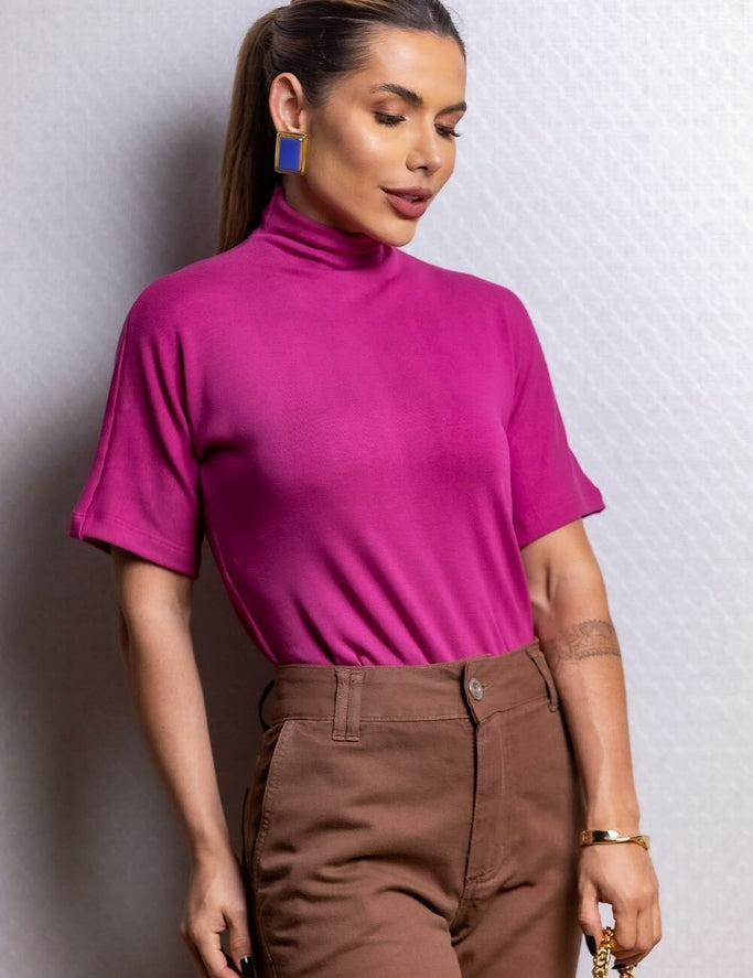 Blusa Magenta Malha Gola Frysaide