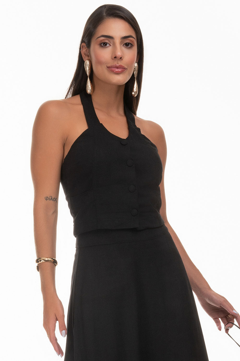 Blusa Preta Frente única Frysaide