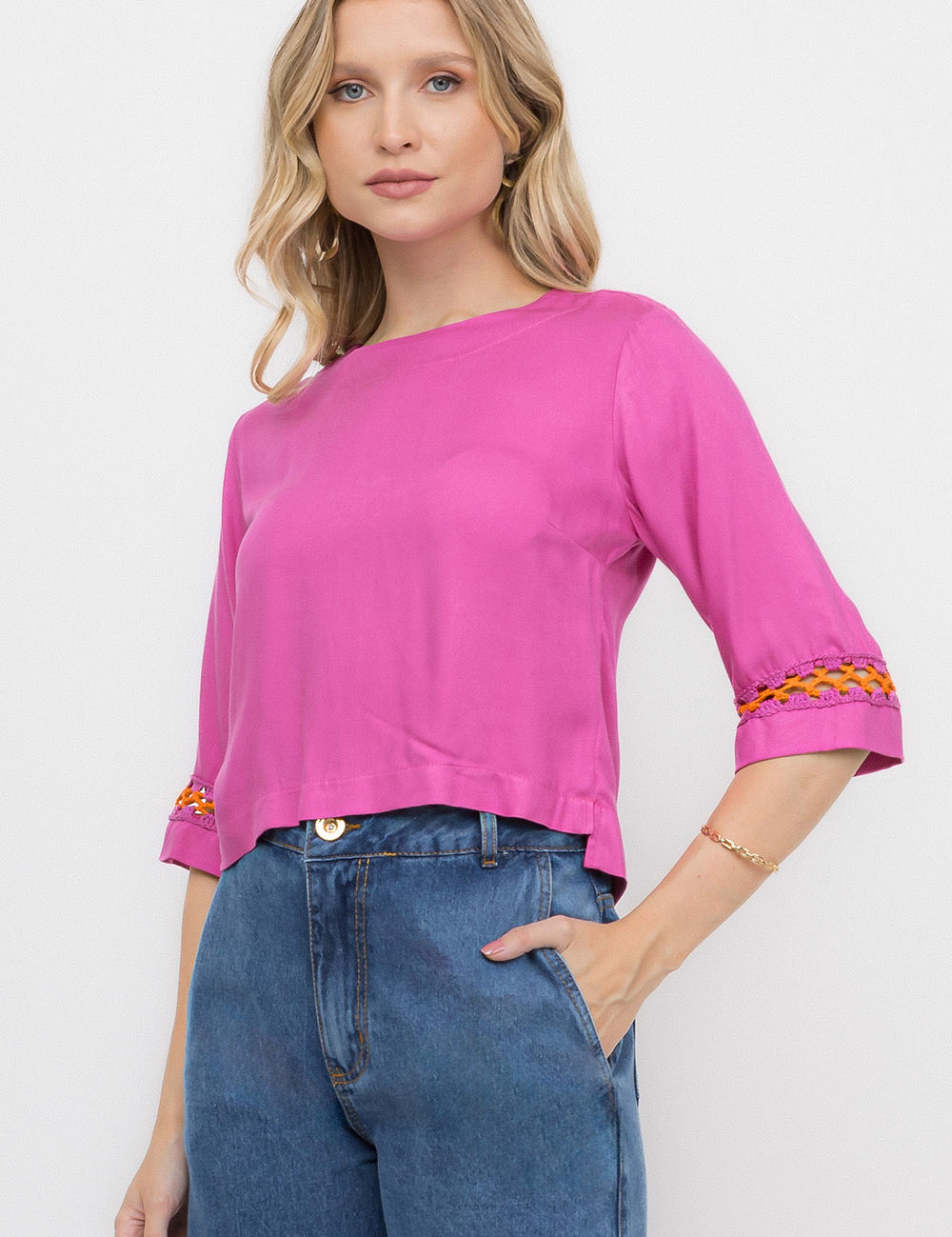 Blusa Rosa Aplicação Frysaide