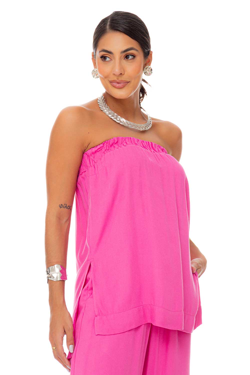 Blusa Rosa Viscose Frysaide