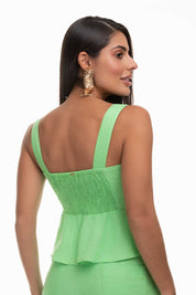 Blusa Verde Linho Babados Frysaide