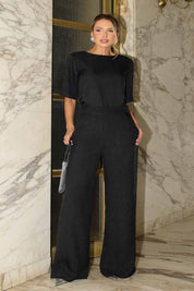 Blusa Yara De Manga Curta Shine Preto Frysaide