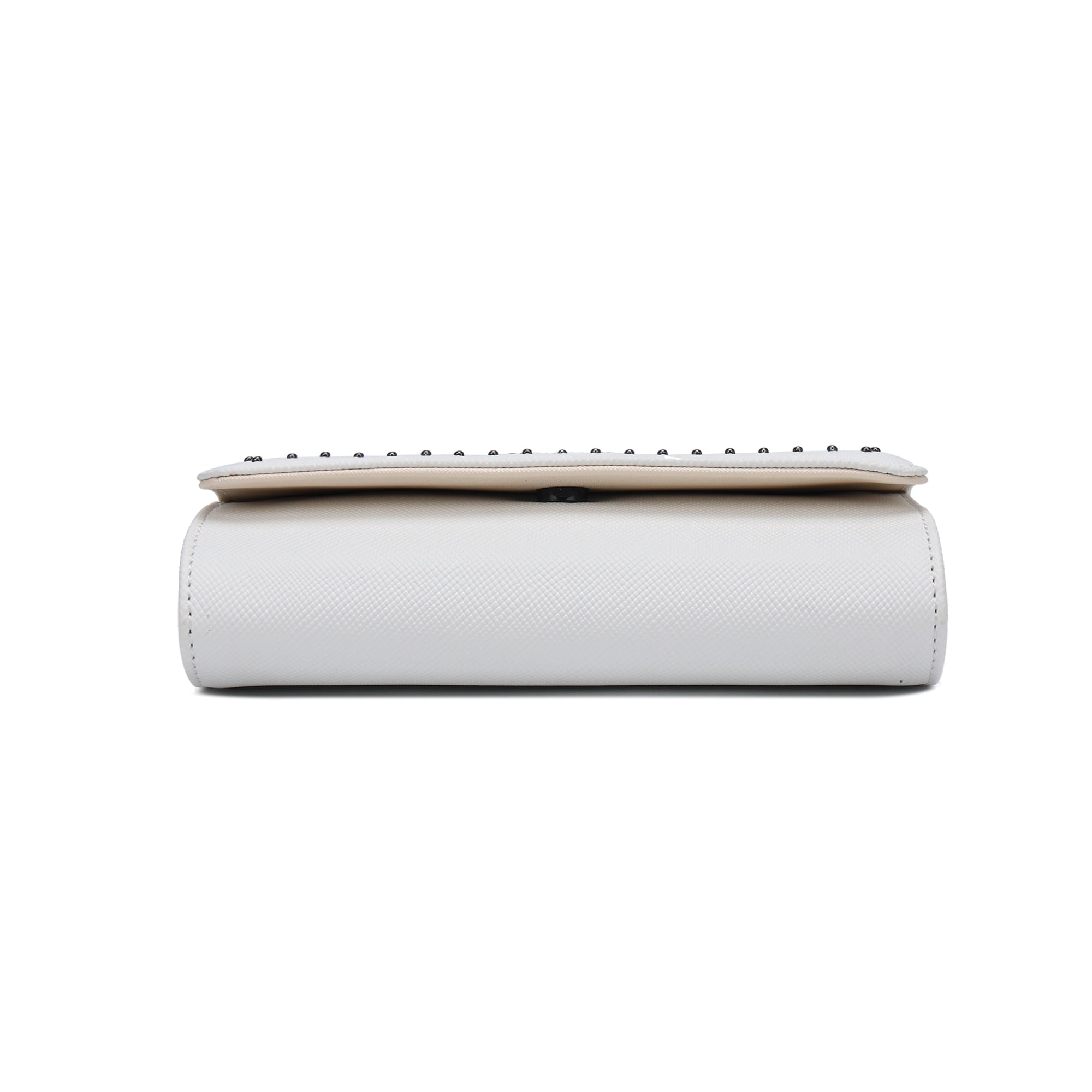 Bolsa Baguete Santa Lolla Branca Tachas Alça De Ombro