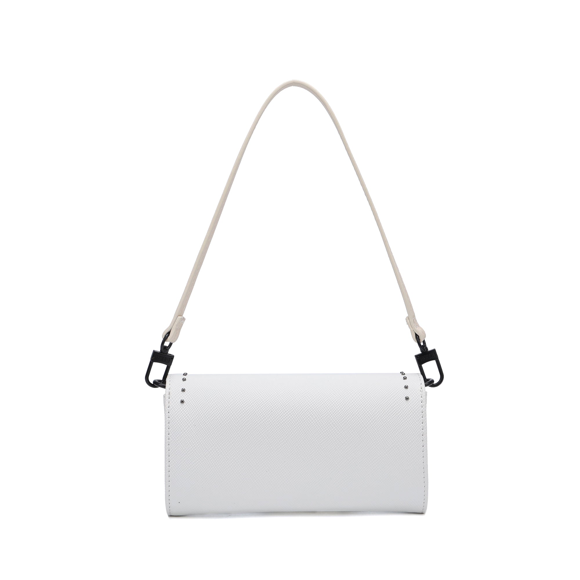 Bolsa Baguete Santa Lolla Branca Tachas Alça De Ombro