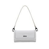Bolsa Baguete Santa Lolla Branca Tachas Alça De Ombro