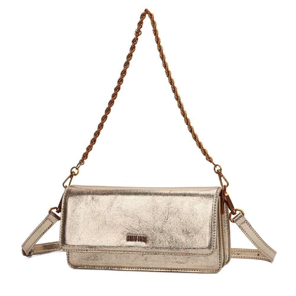 Bolsa Baguete Santa Lolla Dourada Duas Alças