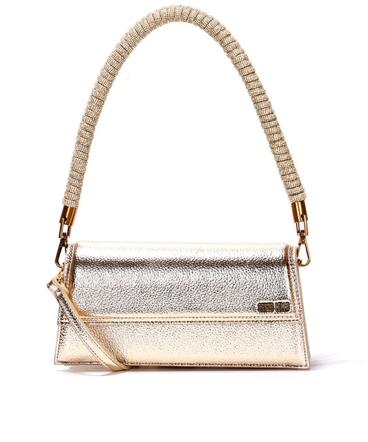 Bolsa Baguete Santa Lolla Dourada Metalizada
