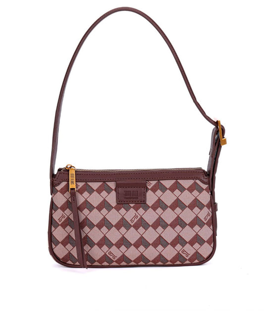 Bolsa Baguete Santa Lolla Marrom Jacquard Alça Fina