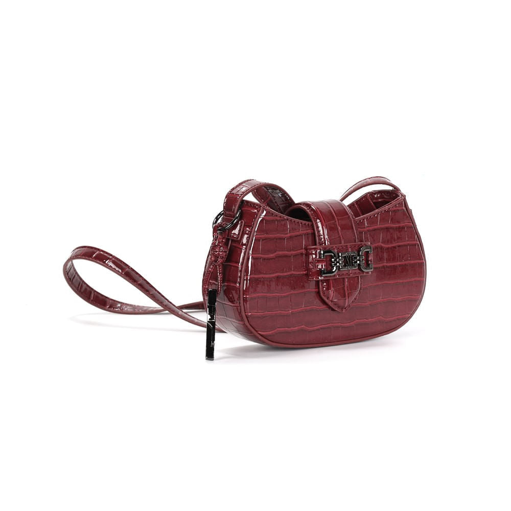 Bolsa Baguete Santa Lolla Vermelha Croco Alça Transversal