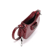 Bolsa Baguete Santa Lolla Vermelha Croco Alça Transversal
