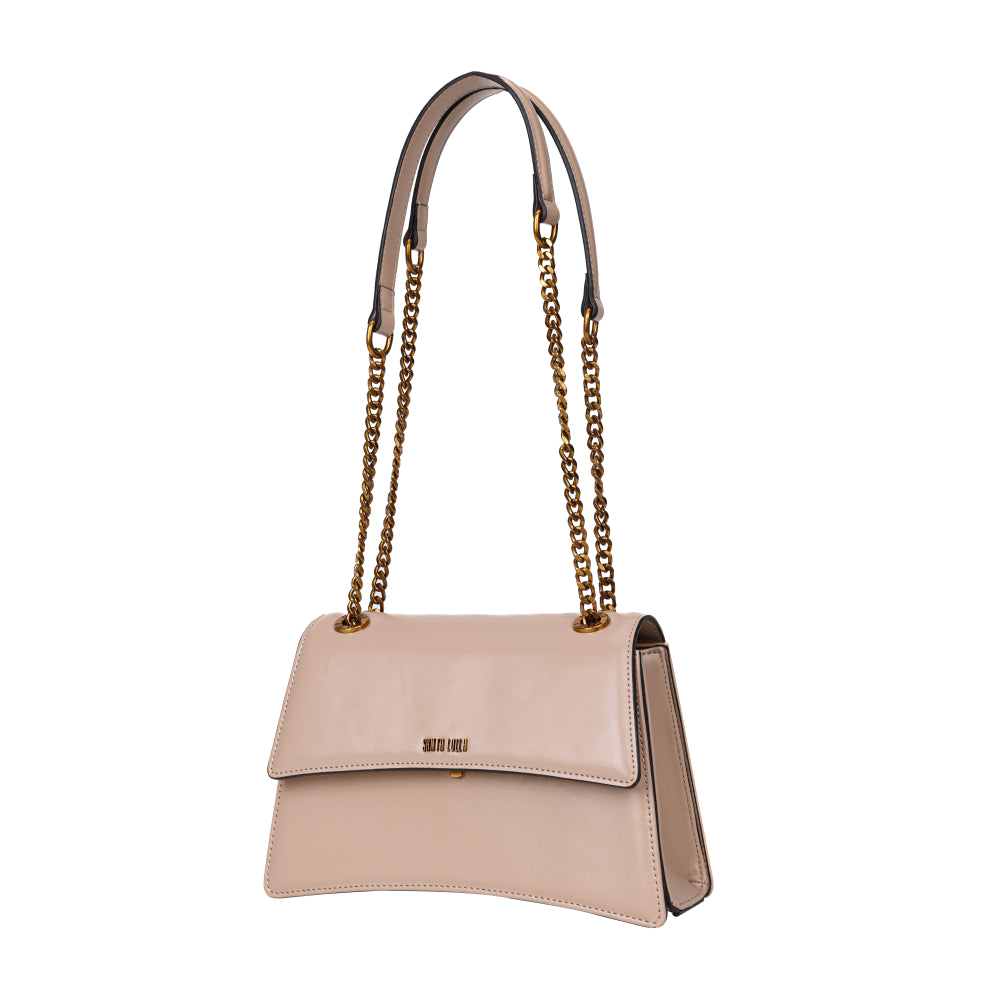 Bolsa Bege Santa Lolla Alça De Ombro Correntes