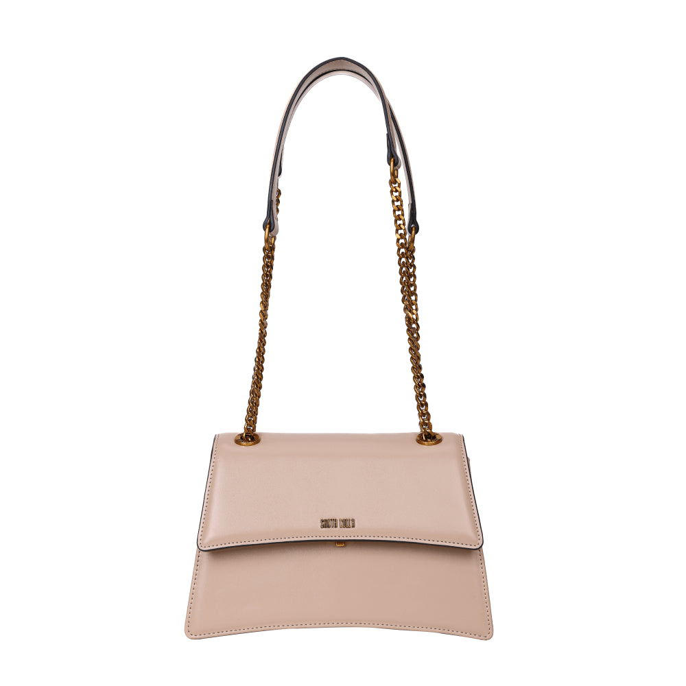 Bolsa Bege Santa Lolla Alça De Ombro Correntes