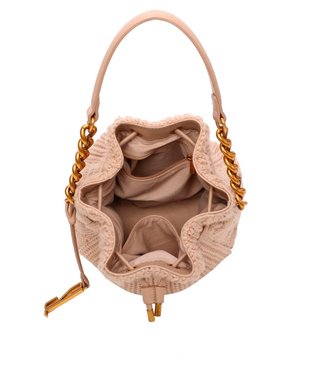 Bolsa Bucket Santa Lolla Bolsa Bege Média Alça De Ombro