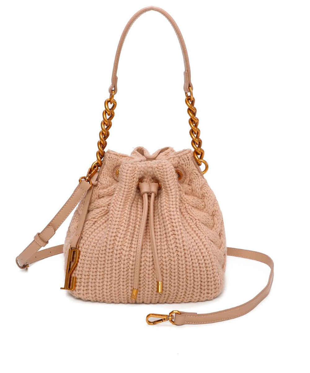 Bolsa Bucket Santa Lolla Bolsa Bege Média Alça De Ombro