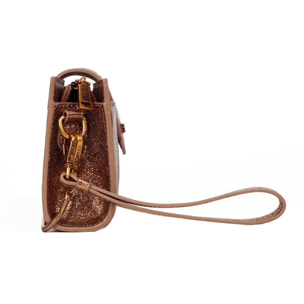 Bolsa Carteira Bronze Santa Lolla Alça Corrente