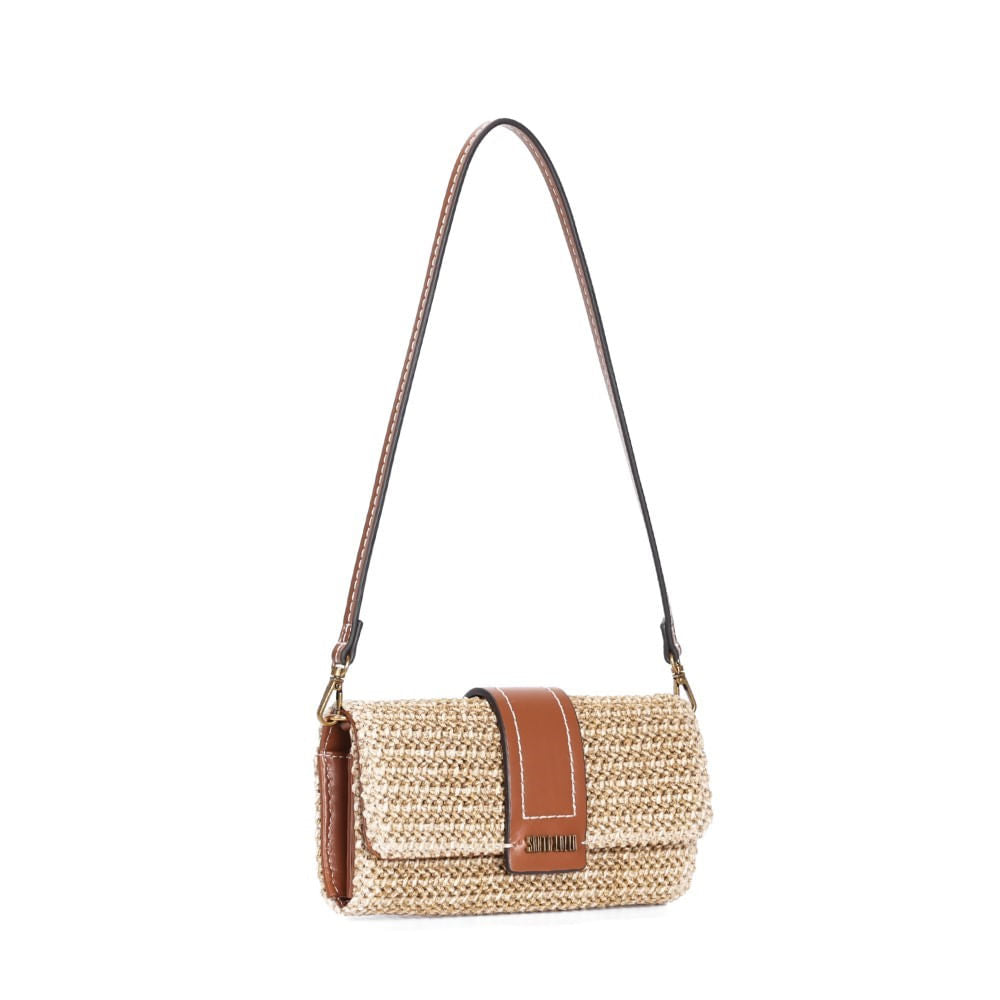 Bolsa Carteira Palha Santa Lolla Alça Dupla Tramado 