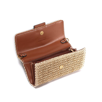 Bolsa Carteira Palha Santa Lolla Alça Dupla Tramado 