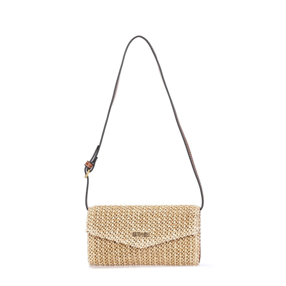 Bolsa Carteira Palha Santa Lolla Alça Transversal Tramado 