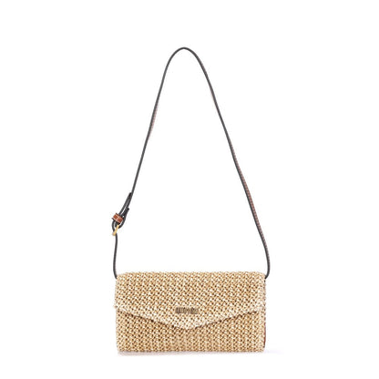 Bolsa Carteira Palha Santa Lolla Alça Transversal Tramado 
