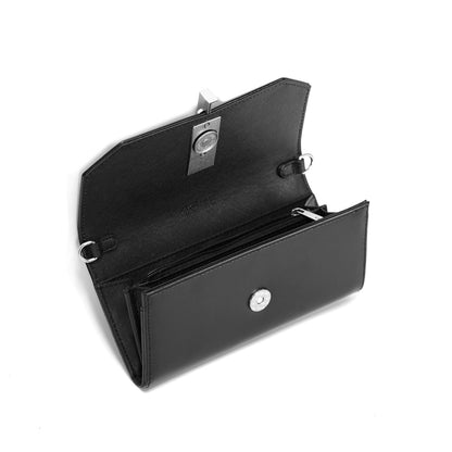 Bolsa Carteira Preta Alça De Ombro Santa Lolla