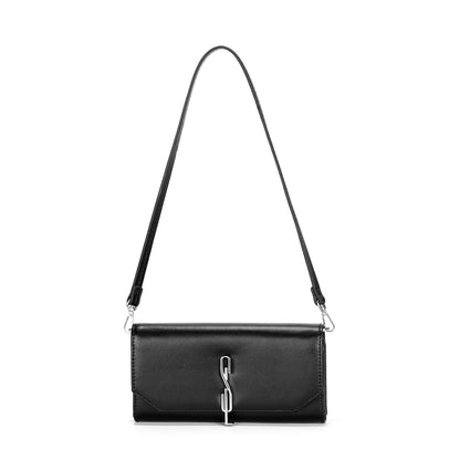 Bolsa Carteira Preta Alça De Ombro Santa Lolla