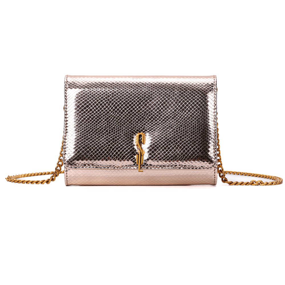 Bolsa Carteira Rosê Santa Lolla Transversal Alça Corrente