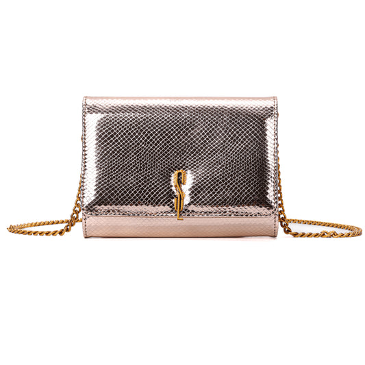 Bolsa Carteira Rosê Santa Lolla Transversal Alça Corrente