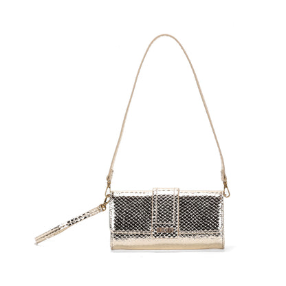 Bolsa Carteira Santa Lolla Dourada Metalizada Transversal