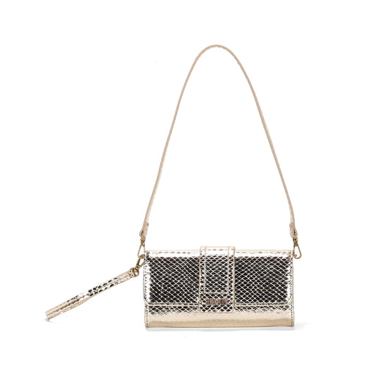 Bolsa Carteira Santa Lolla Dourada Metalizada Transversal