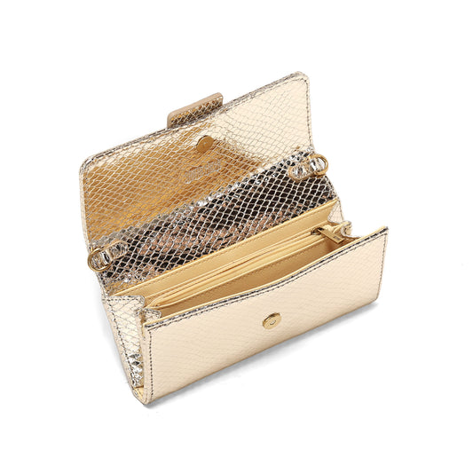 Bolsa Carteira Santa Lolla Dourada Metalizada Transversal