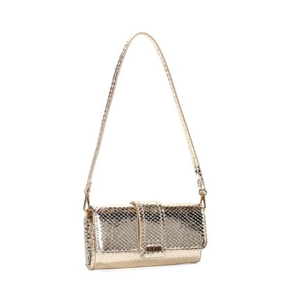 Bolsa Carteira Santa Lolla Dourada Metalizada Transversal