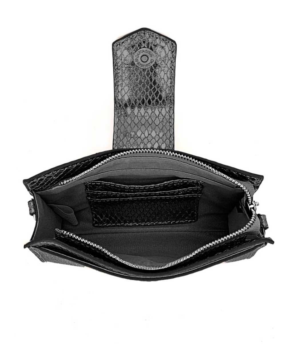 Bolsa Carteira Santa Lolla Preta Metalizado Correntes