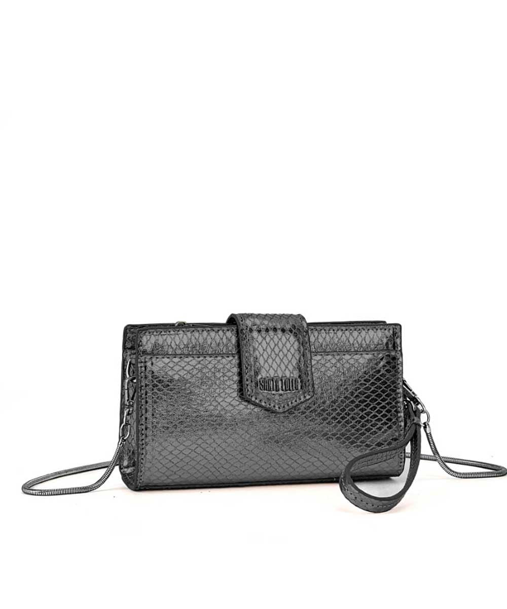 Bolsa Carteira Santa Lolla Preta Metalizado Correntes