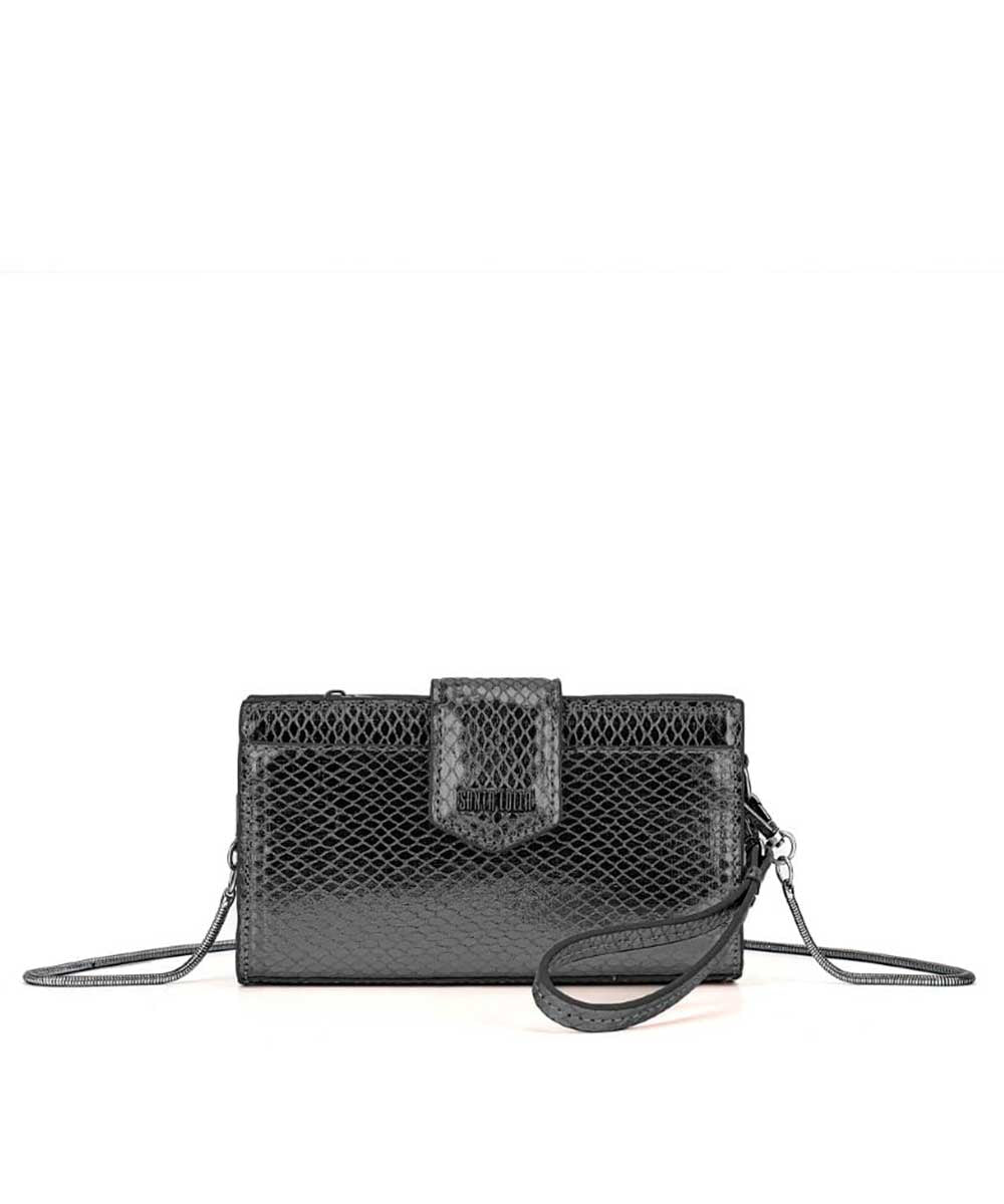 Bolsa Carteira Santa Lolla Preta Metalizado Correntes