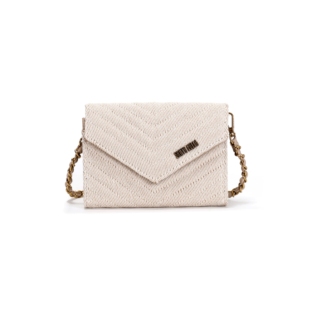 Bolsa Carteira Santa Lolla Tramado Bege Alça Transversal