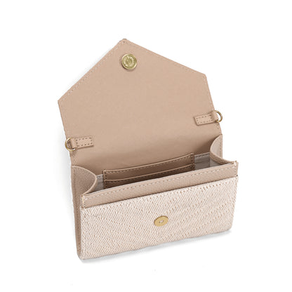 Bolsa Carteira Santa Lolla Tramado Bege Alça Transversal