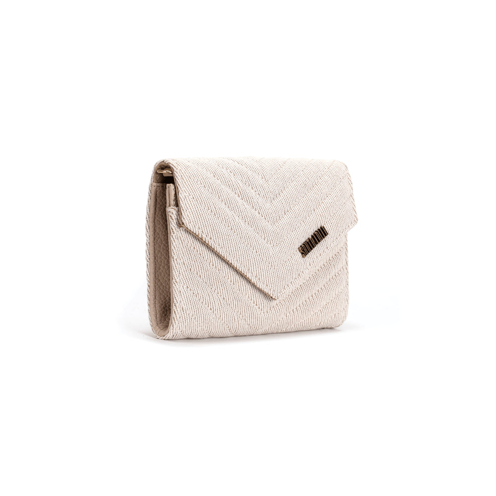 Bolsa Carteira Santa Lolla Tramado Bege Alça Transversal